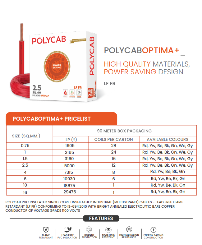 POLYCABOPTIMA+ LF FR HIGH QUALITY MATERIALS, POWER SAVING DESIGN